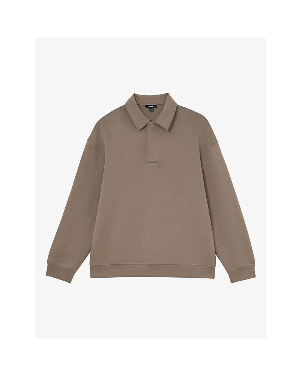 Reiss Gray Brooks Relaxed-Fit Cotton-Blend Polo Sweatshirt for men