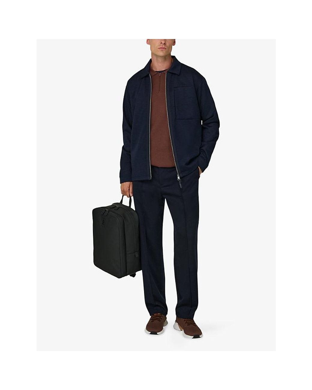 Boggi Blue Zipped Patch-Pocket Wool Jacket for men
