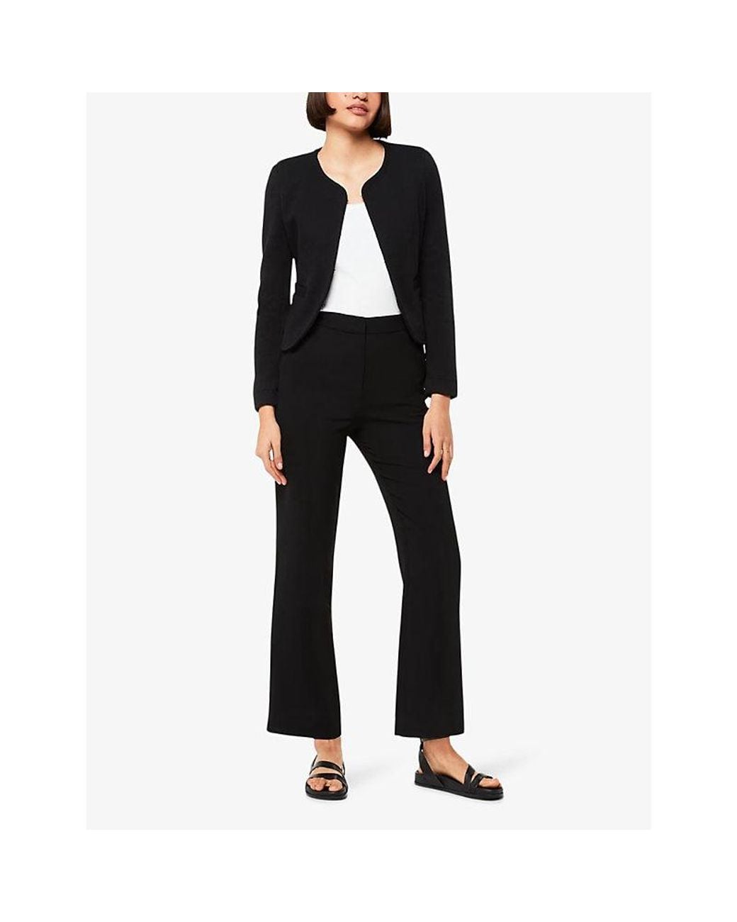 Whistles Black Collarless Long-Sleeved Cotton-Jersey Jacket