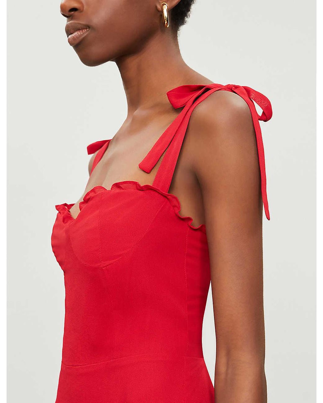 Reformation Christine Sleeveless Crepe Mini Dress in Red | Lyst Reformation Christine Sleeveless Crepe Mini Dress in Red | Lyst