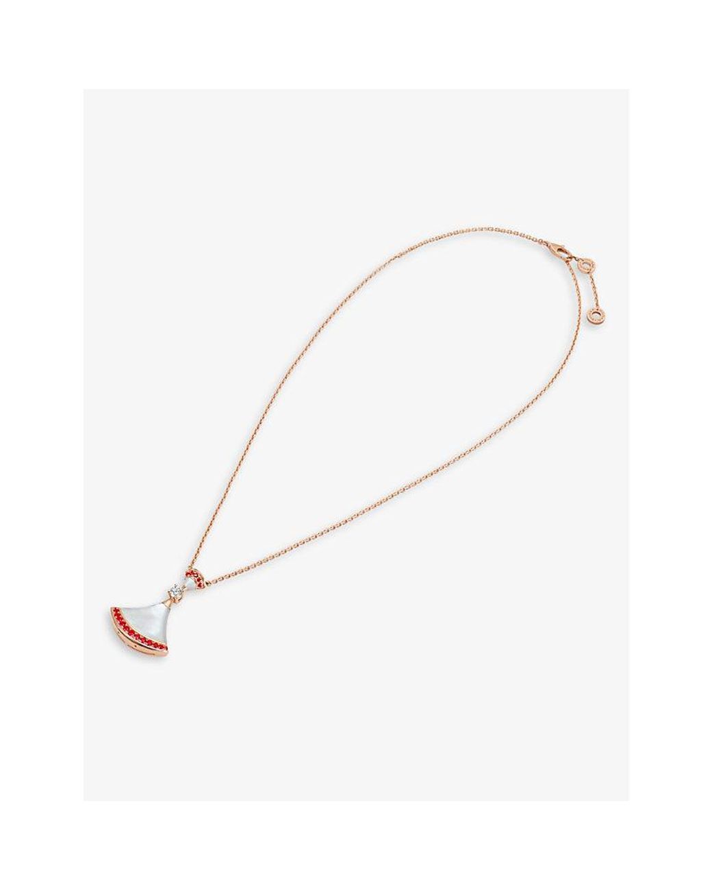BVLGARI White Divas' Dream 18Ct Rose- Mother-Of-Pearl, Pavé Ruby And 0.1Ct Diamond Pendant Necklace
