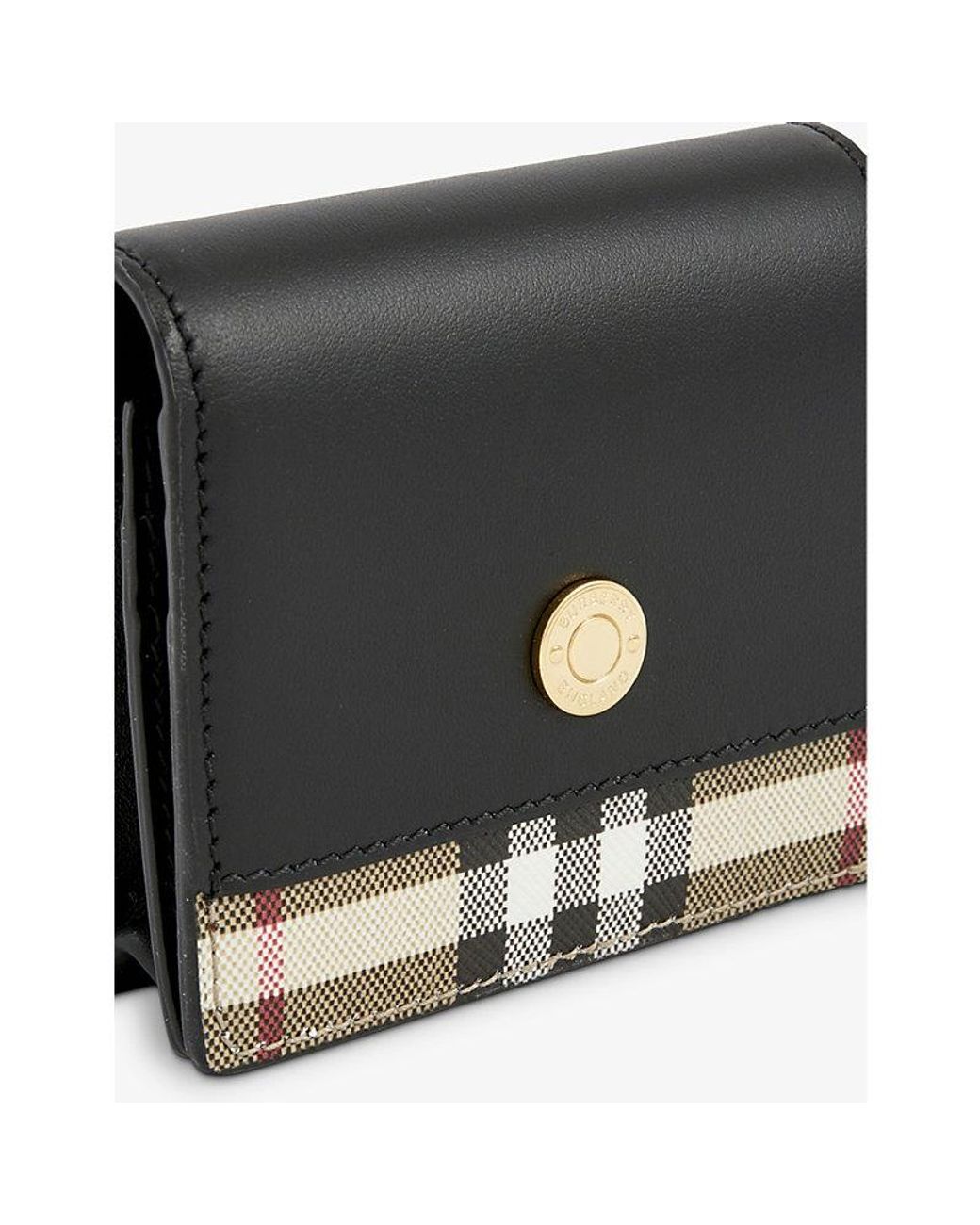 Burberry Check-print Faux-leather Wallet in Black | Lyst