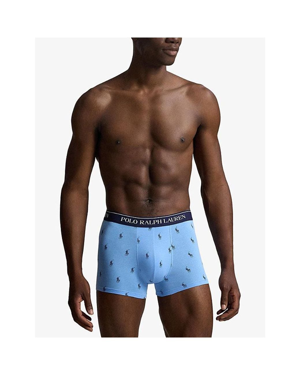 Polo Ralph Lauren Blue Classic Pack Of Three Stretch-Cotton Trunks for men