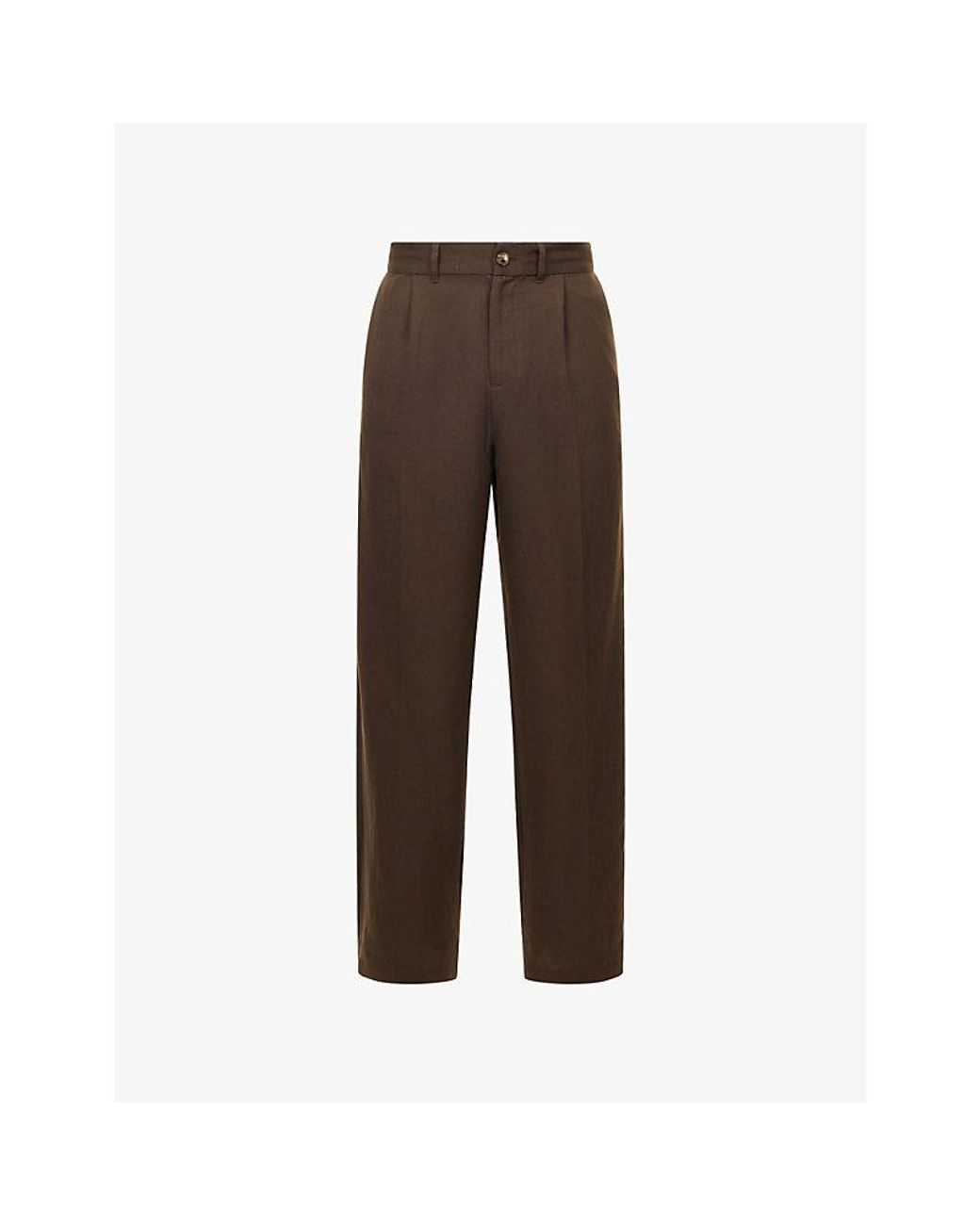 Raith Brown Helio Pleated Relaxed-Fit Woven Trousers for men