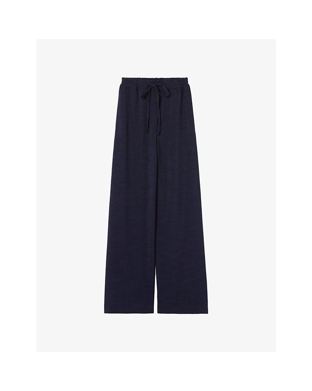 Claudie Pierlot Blue Wide-Leg Drawstring-Waist Lyocell-Blend Trousers