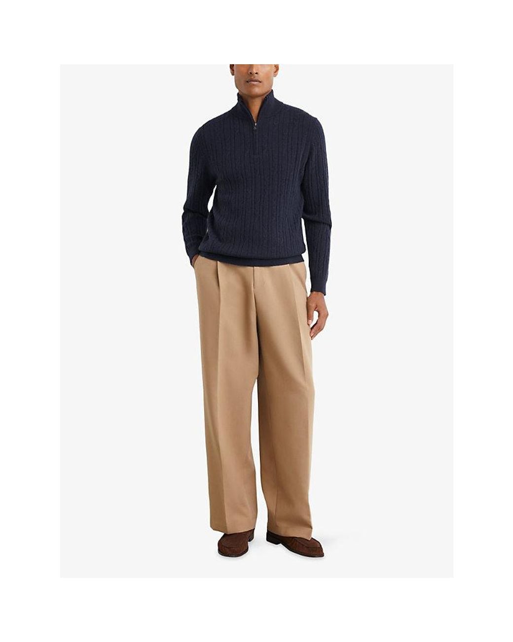 Reiss Blue Howard Cable-Knit Cashmere Jumper for men