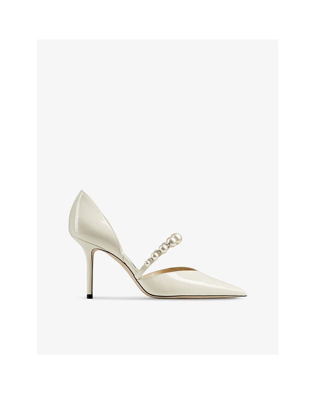 Jimmy Choo White Aurelie 85 Patent-Leather Courts