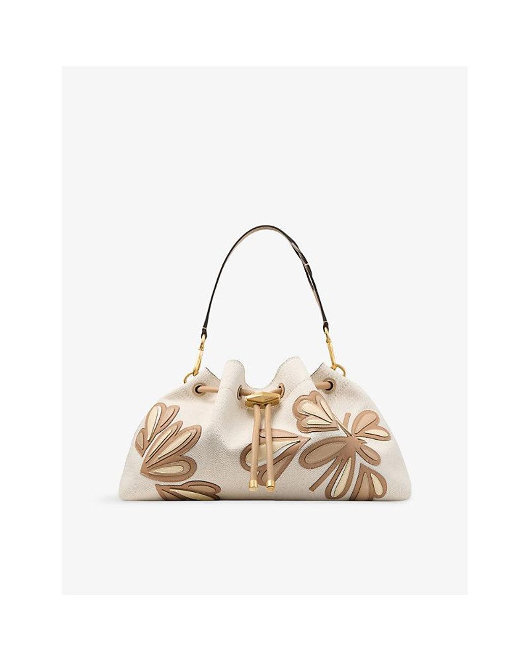 Jimmy Choo White Cinch Medium Canvas Shoulder Bag
