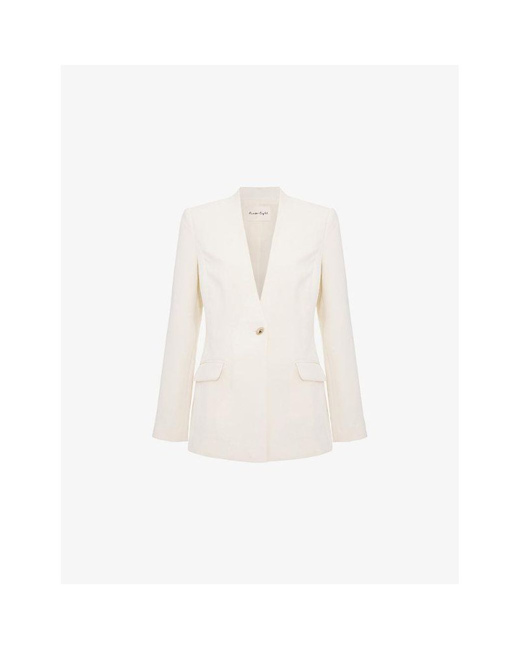 Phase Eight White Single-Breasted Stretch-Twill Blazer
