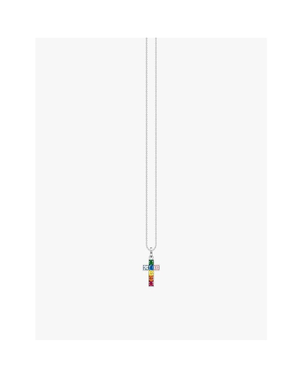 Thomas Sabo White Cross Sterling- Zirconia And Glass Pendant Necklace