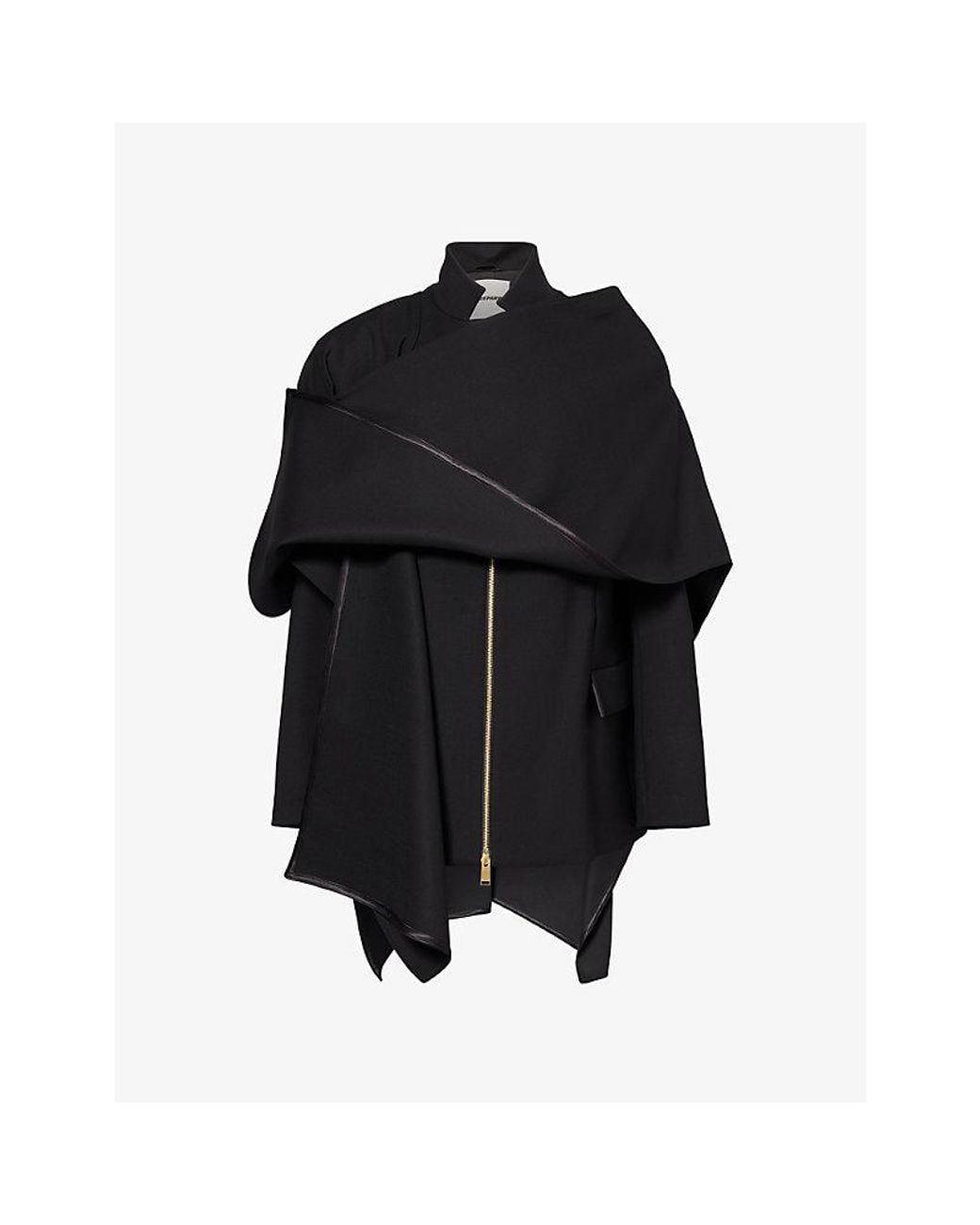 DARKPARK Black Robin Detachable Cape Wool Blazer Jacket