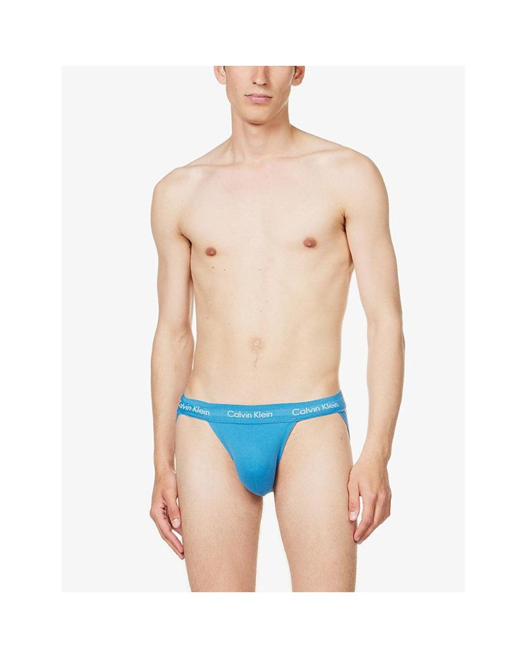 Calvin Klein Pride Low-rise Branded-waistband Pack Of Five Stretch-cotton Jock  Straps in Blue for Men