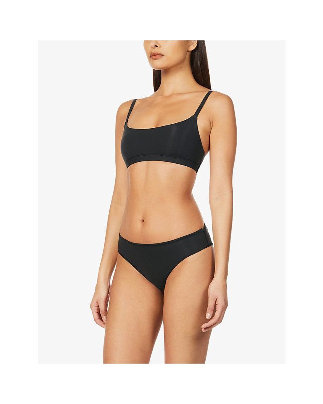 Skims Black Mid-Rise Stretch-Jersey Briefs