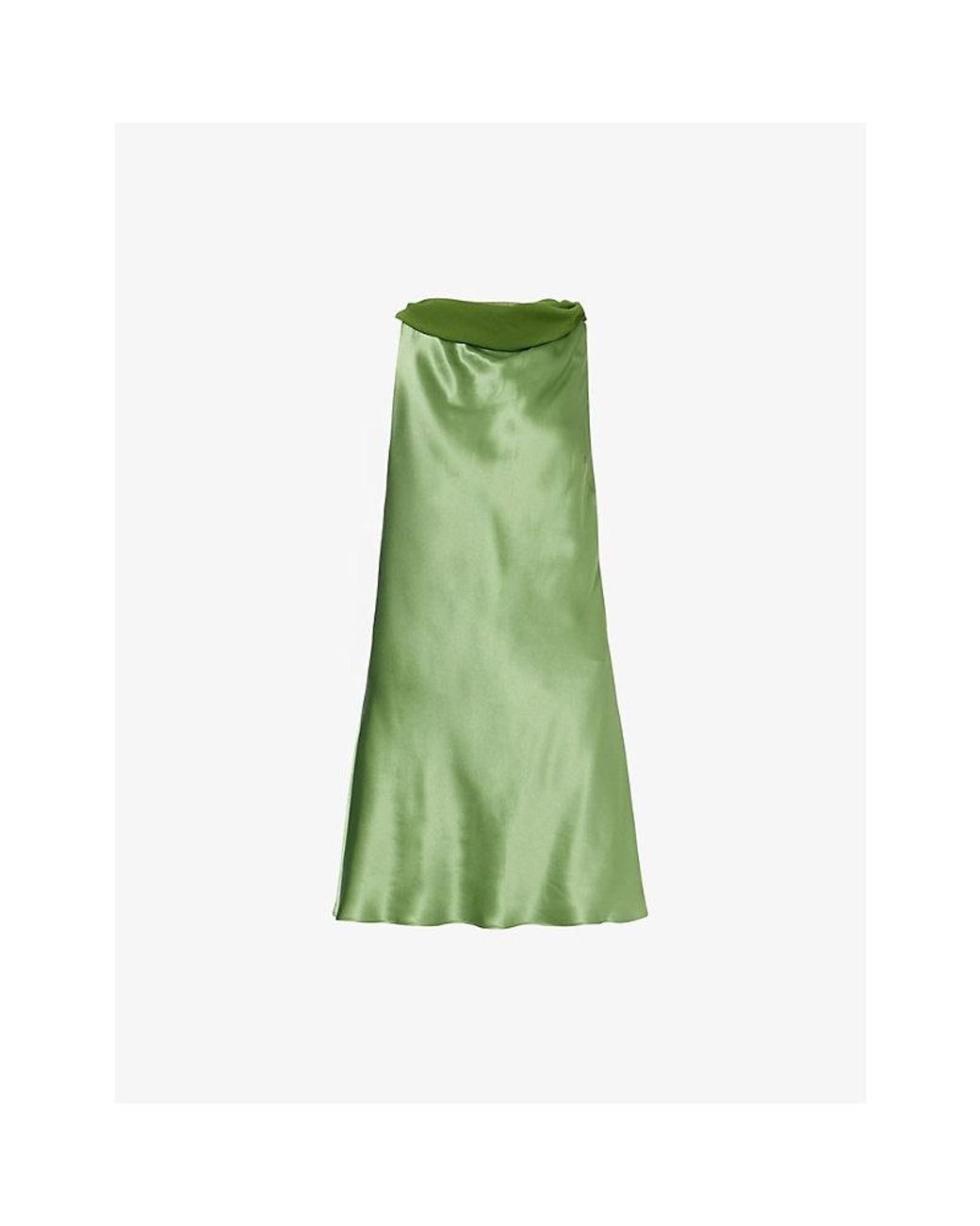 Reformation Green Jonelle Low-Back Silk Mini Dress