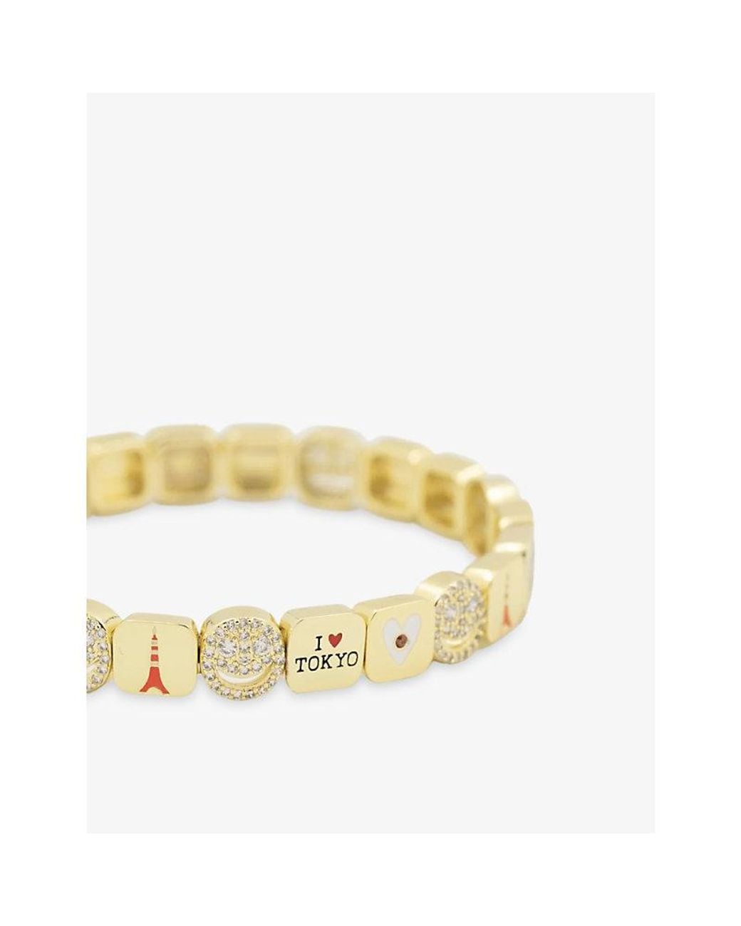 Lisa Gozlan Metallic Tokyo City 18Ct-Plated Brass And Cubic Zirconia Bracelet