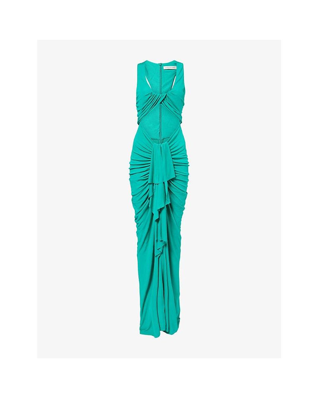 Christopher Esber Green Vivenda Drape-Front Stretch-Jersey Maxi Dress