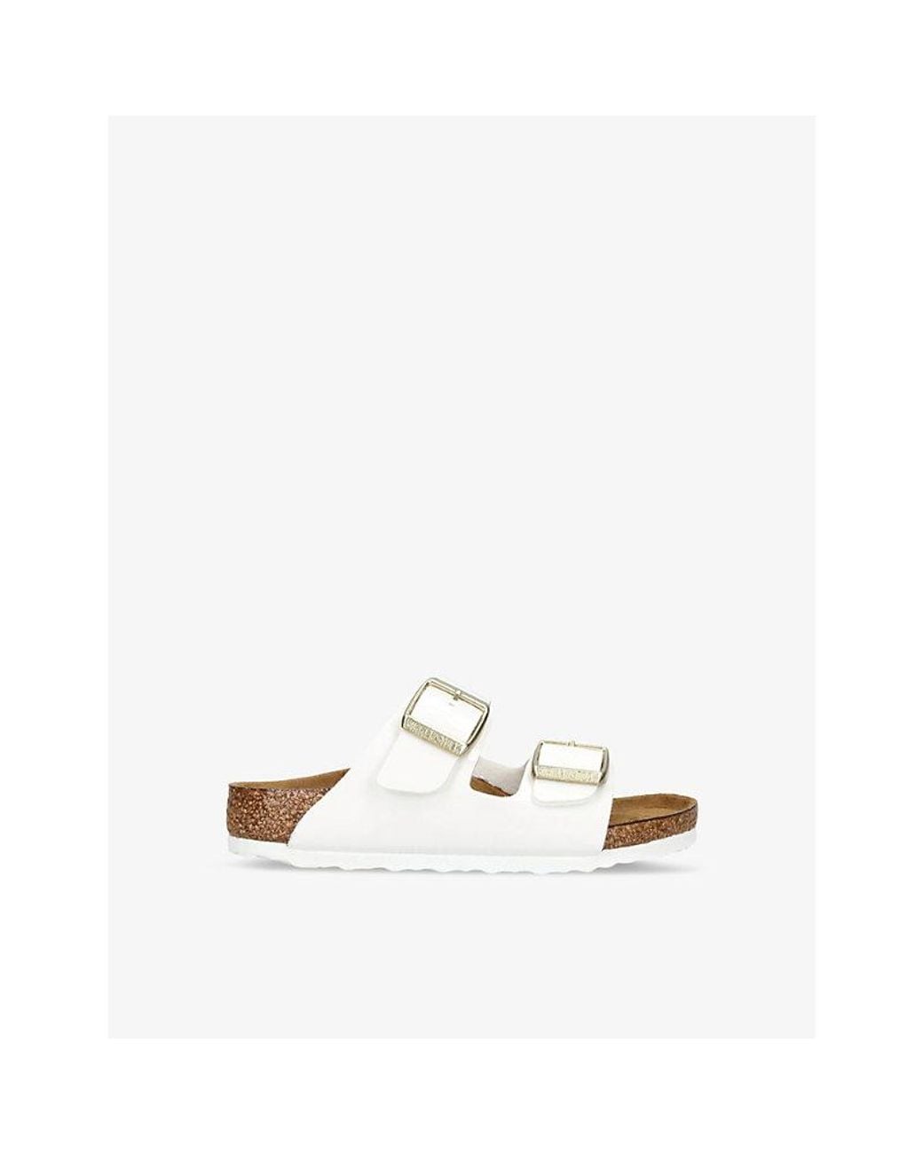 Birkenstock White Arizona Double-Strap Patent-Leather Flat Sandals