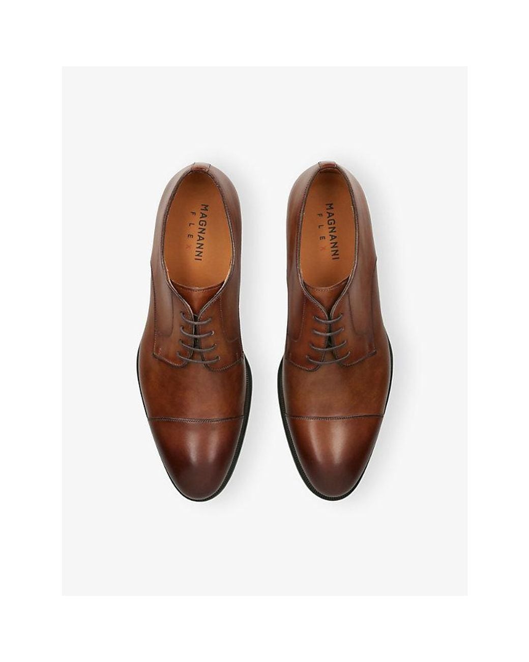 Magnanni Shoes Brown Harlan Lace-Up Leather Derby Shoes for men