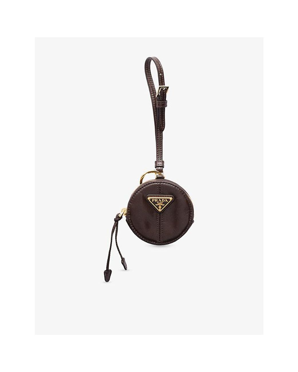Prada Brown Round Mini Leather Pouch