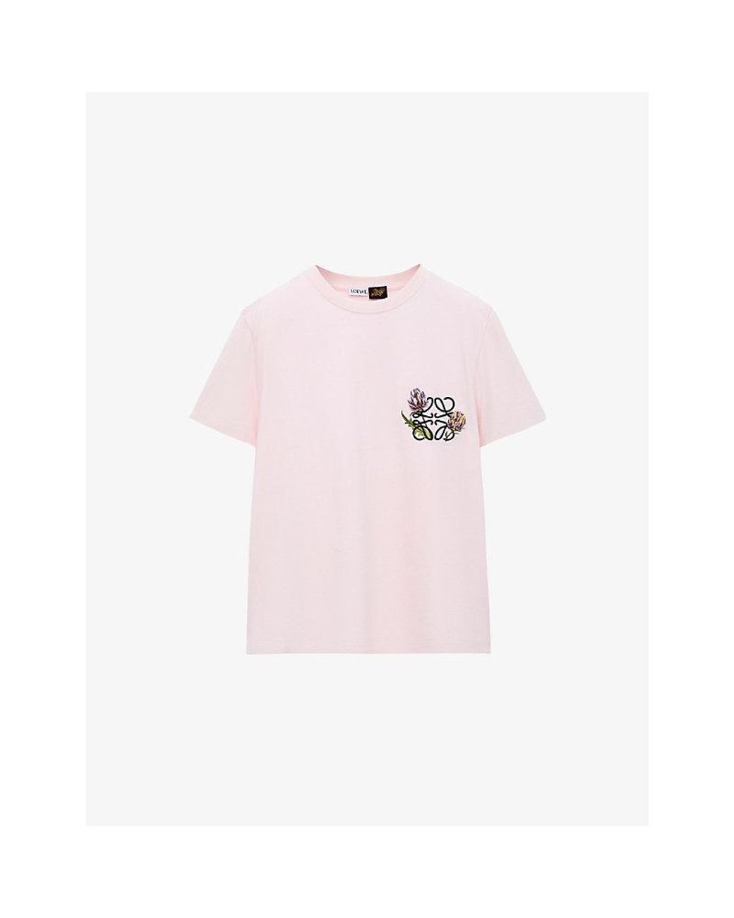 Loewe Pink X Paula's Ibiza Floral Anagram-Embroidered Cotton-Blend T-Shirt