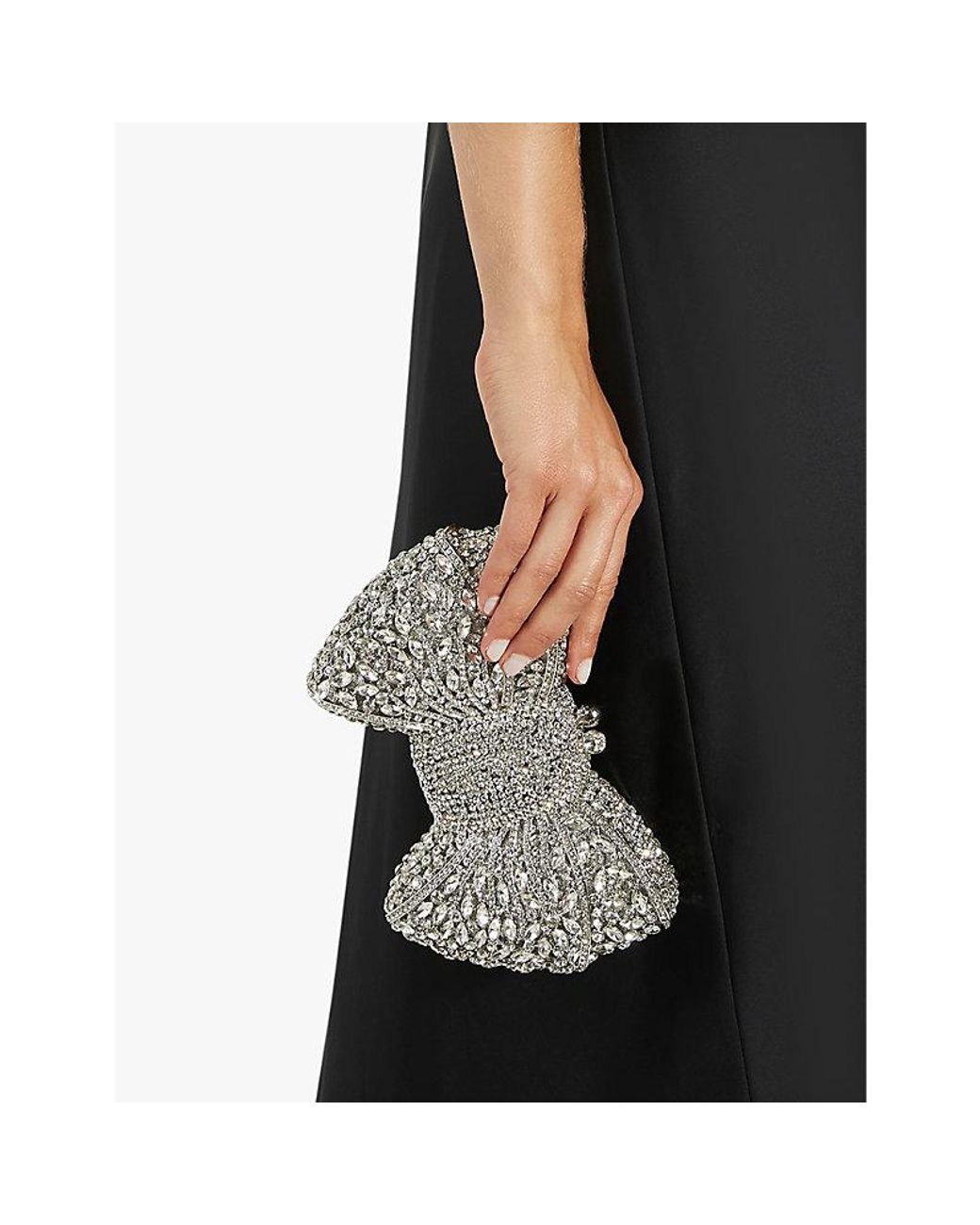 Dune White Enchant Bow Diamante-Embellished Clutch Bag