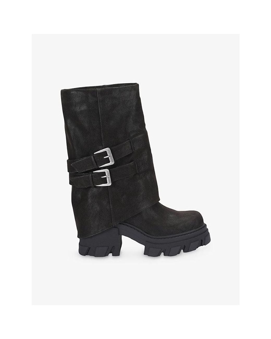 Steve Madden Black Barrage Faux-Leather Boots
