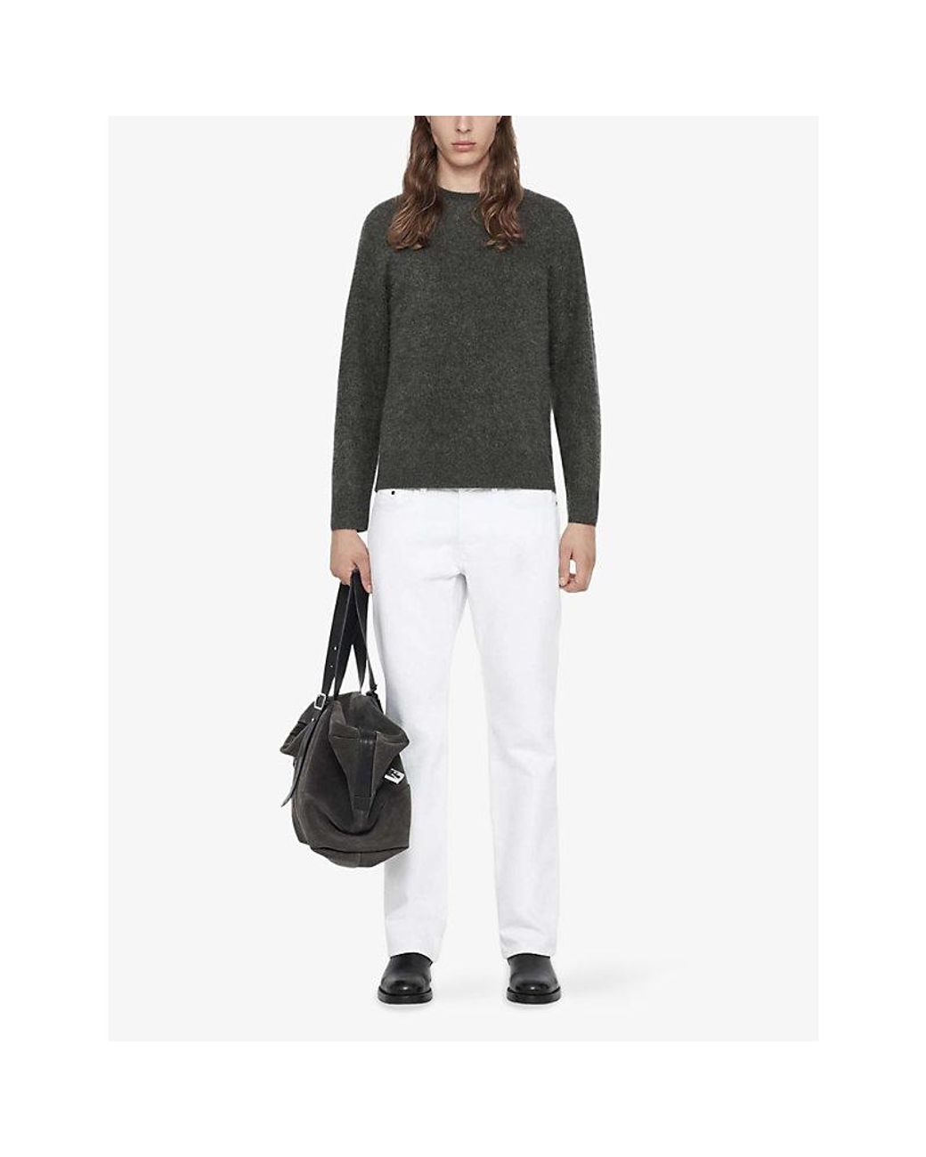 AllSaints Gray Wulf Crewneck Merino-Wool Jumper for men