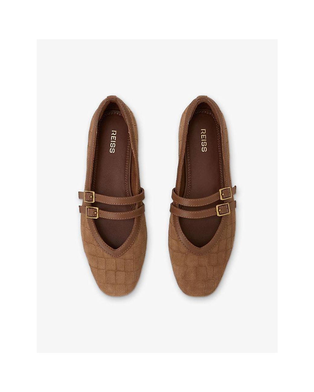 Reiss Brown Eliza Suede Ballet Flats