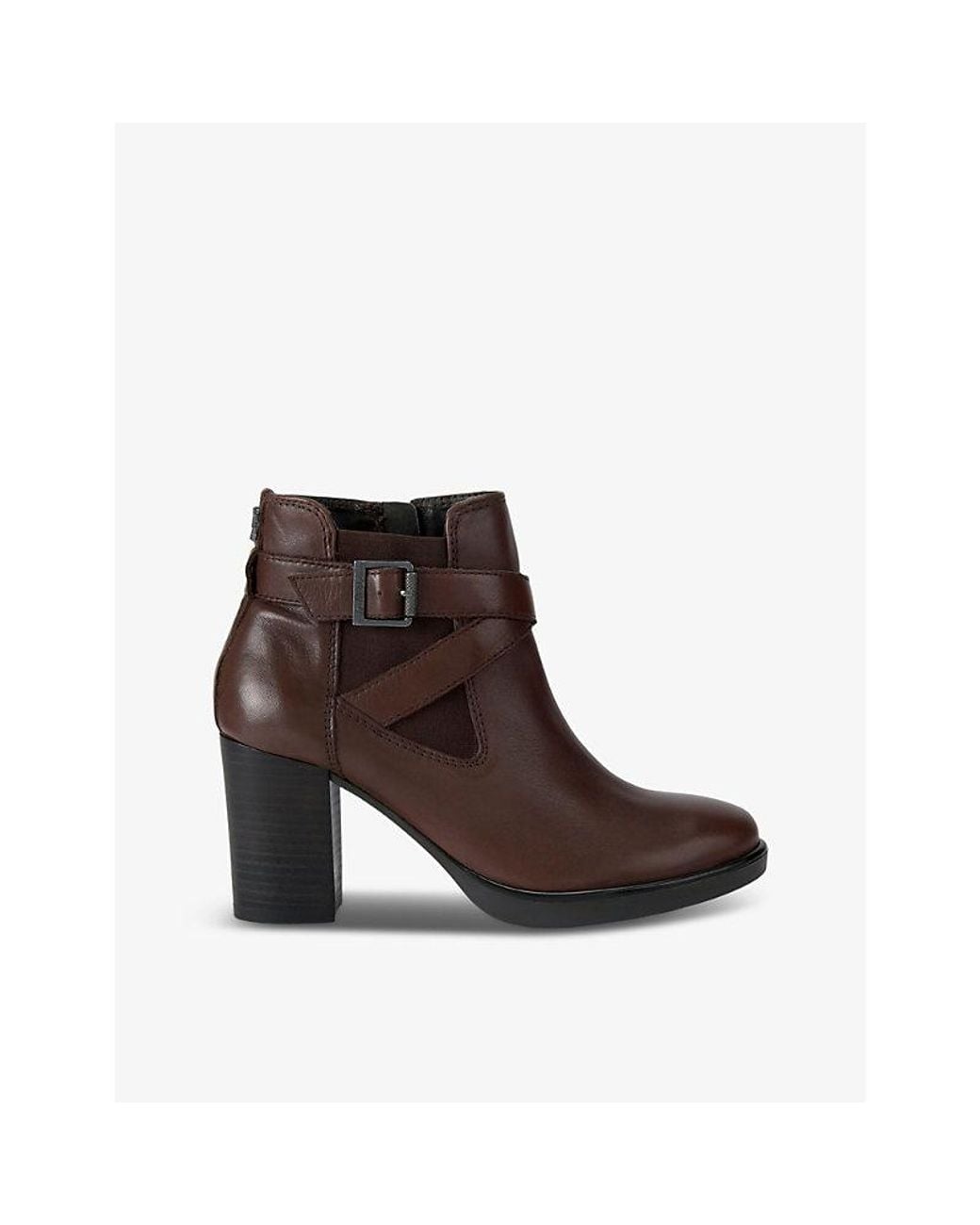Carvela Kurt Geiger Brown 2 Buckle-Embellished Heeled Leather Ankle Boots