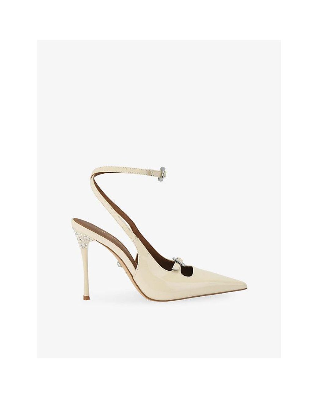 Kurt Geiger White Buckle Point Patent-Leather Courts