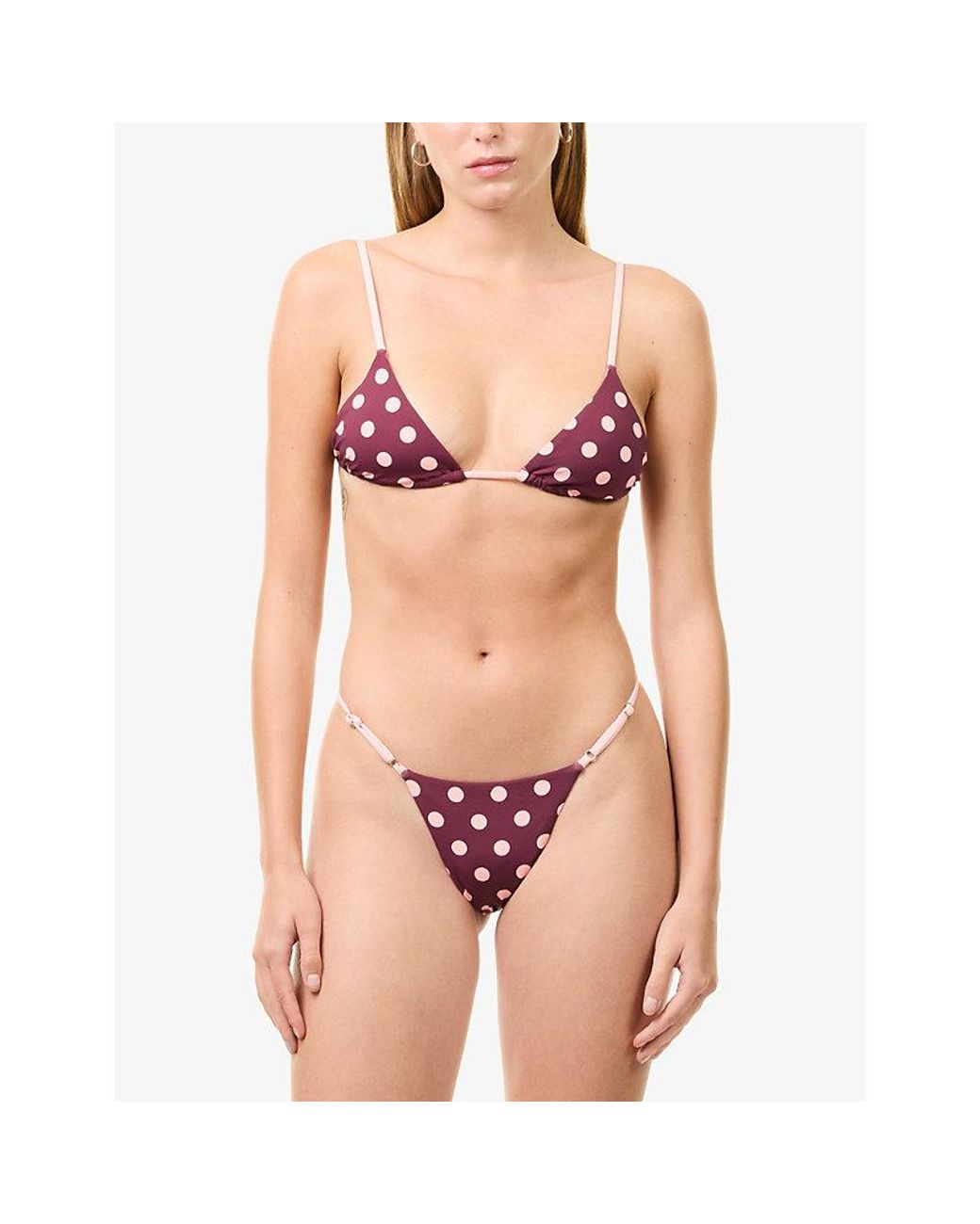 HYPHEN Pink Polka-Dot Triangle Bikini Top