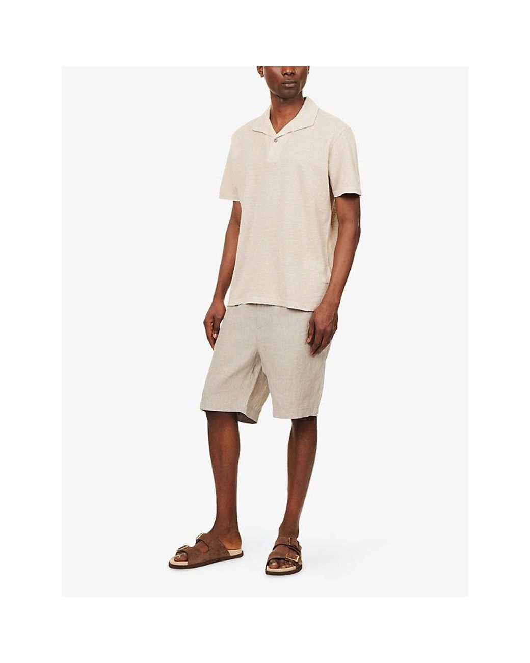 Sunspel Natural Linen Pique Polo Shirt for men
