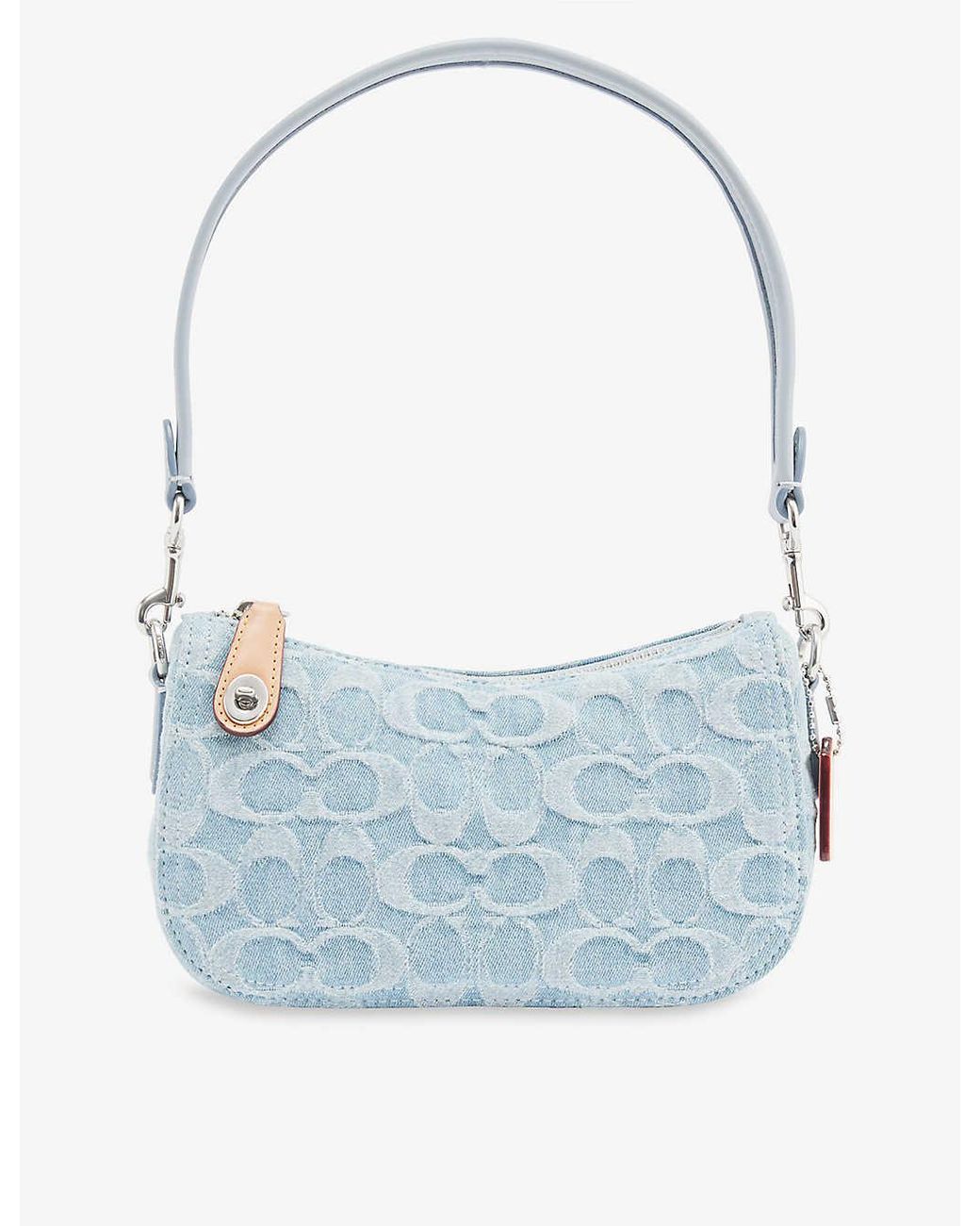 COACH Swinger Monogram Denim Shoulder Bag in Blue