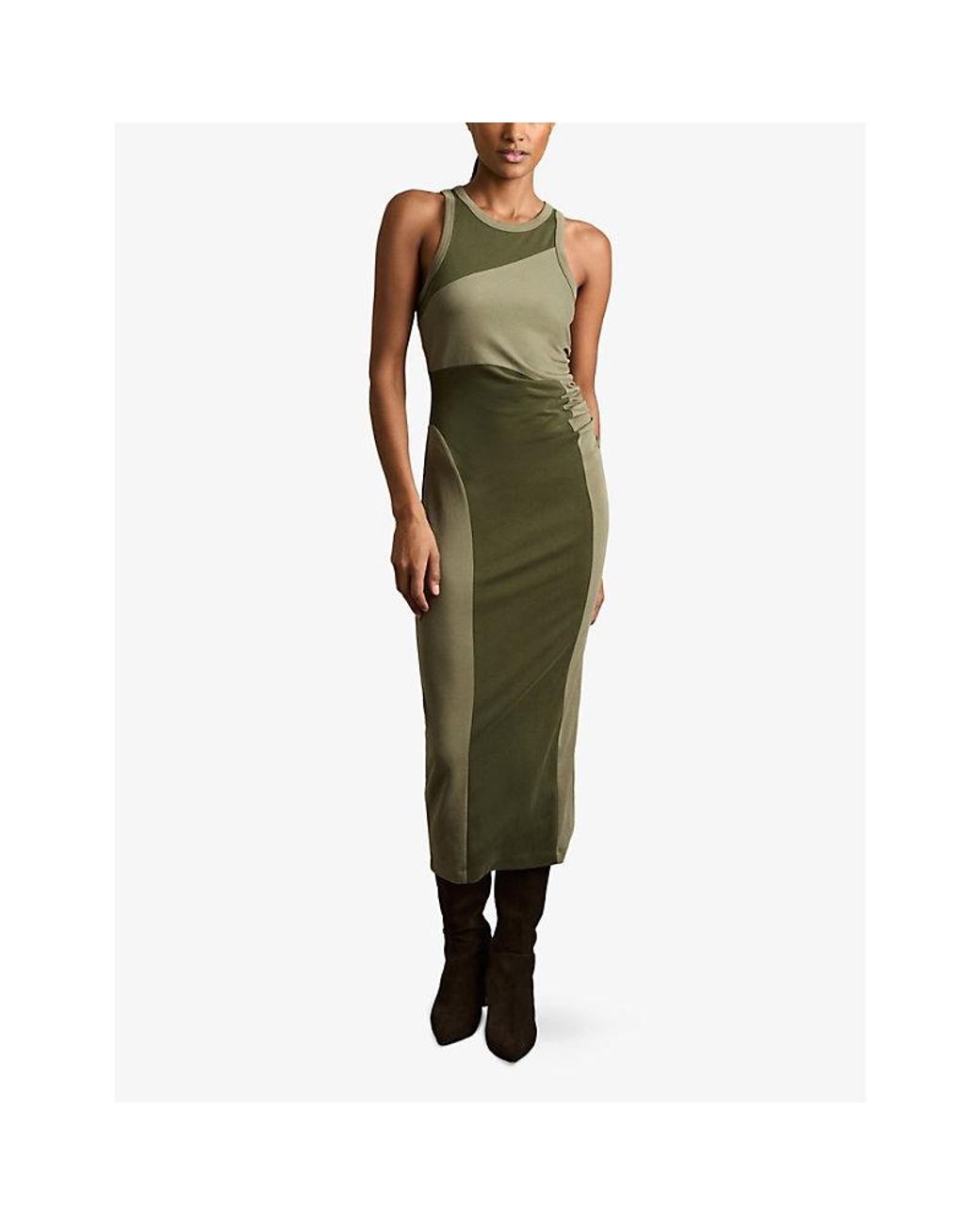 【海外限定】REISSワンピース☆Ava Colour-Blocked Jersey Midi Reiss Ava Colour-Blocked Jersey Midi Dress in Green | Lyst