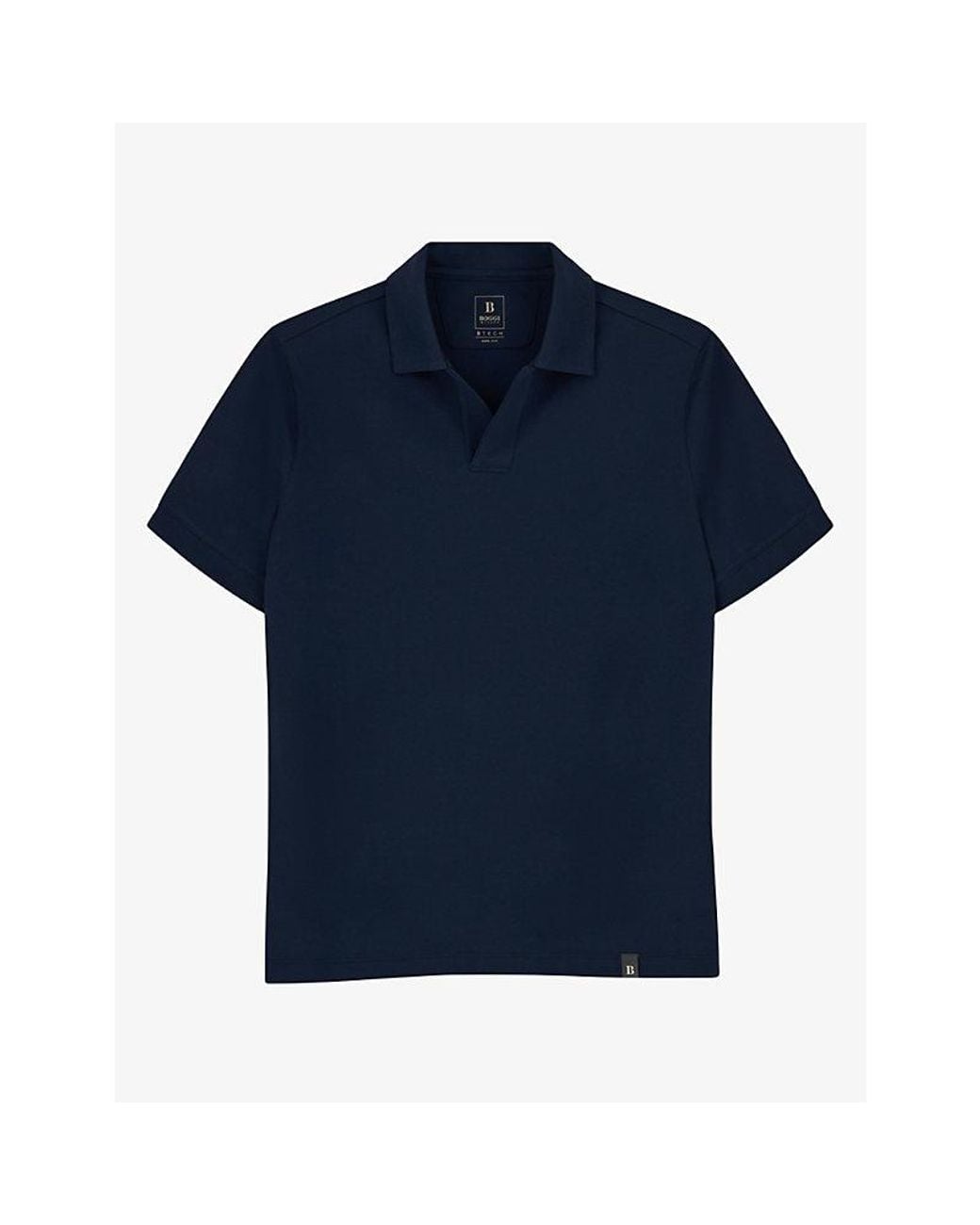 Boggi Blue Jacquard-Collar Stretch Cotton-Blend Polo for men