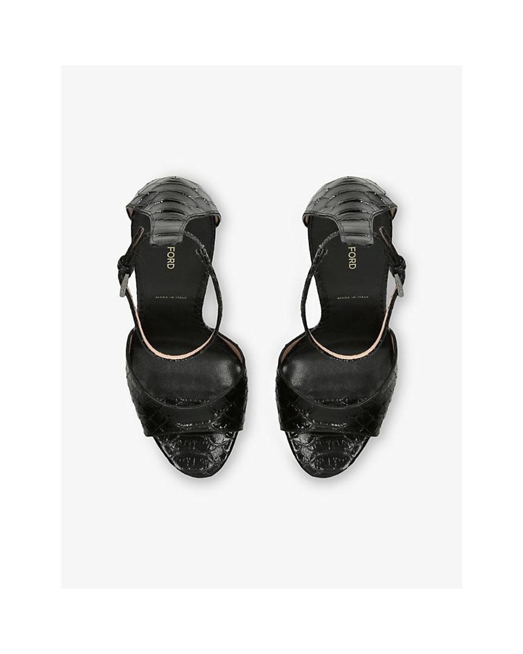 Tom Ford White Pin-Heel Embossed-Leather Heeled Sandals