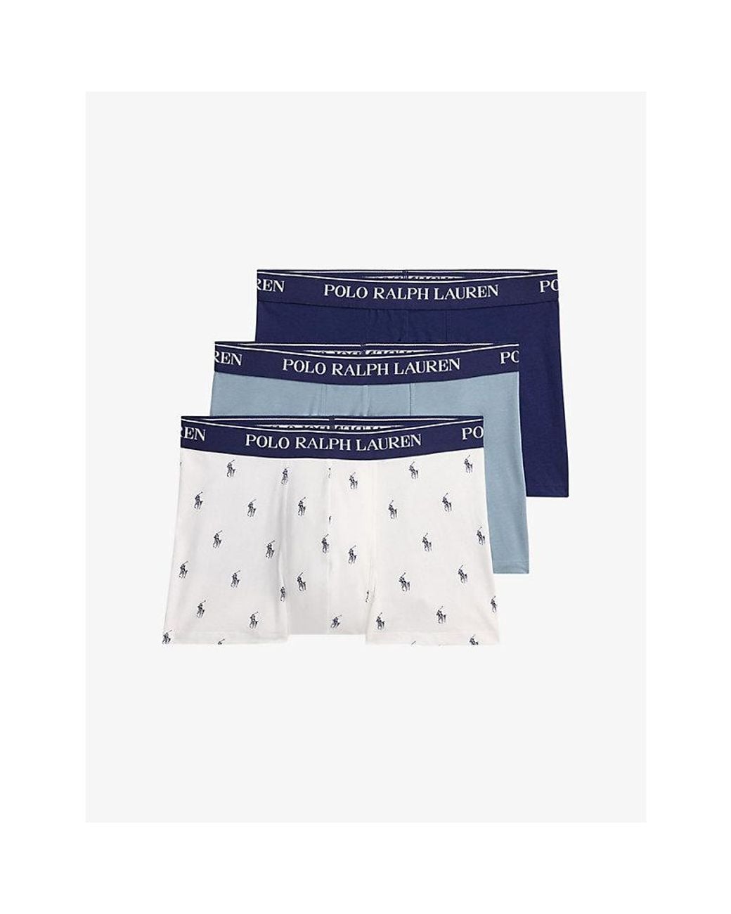 Polo Ralph Lauren Blue Branded-Waistband Pack Of Three Jersey Trunks for men