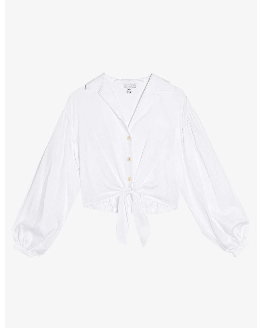 TOPSHOP White Poplin Tie Front Blouse - Save 44% - Lyst