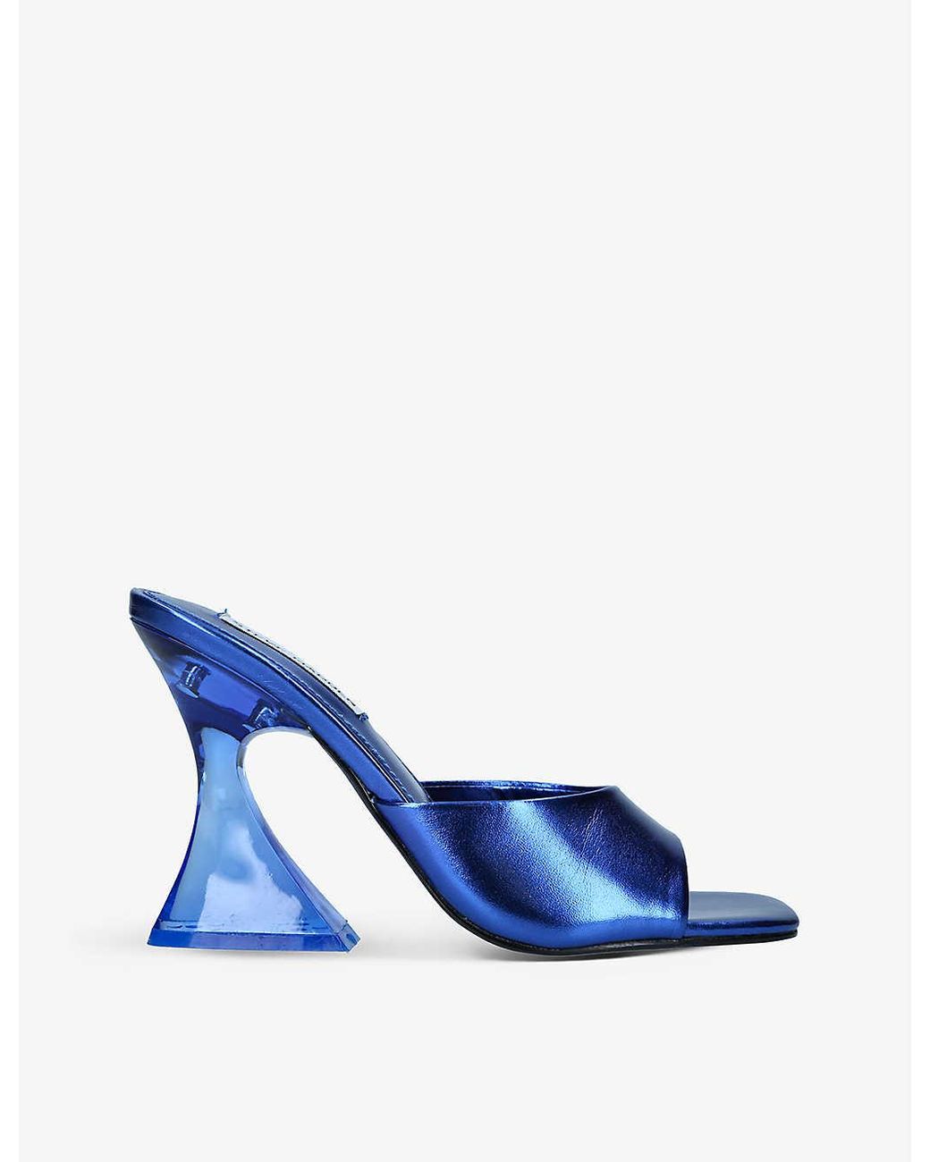 Steve Madden Sky High Heeled Faux-leather Mules in Blue | Lyst