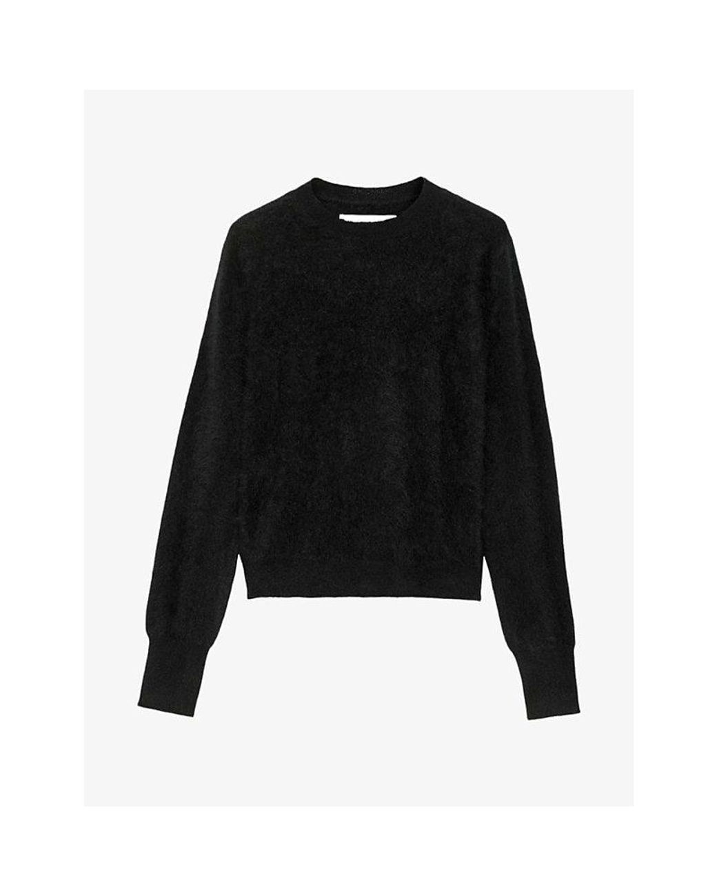 AllSaints Black Ada Cropped Round-Neck Cashmere Jumper
