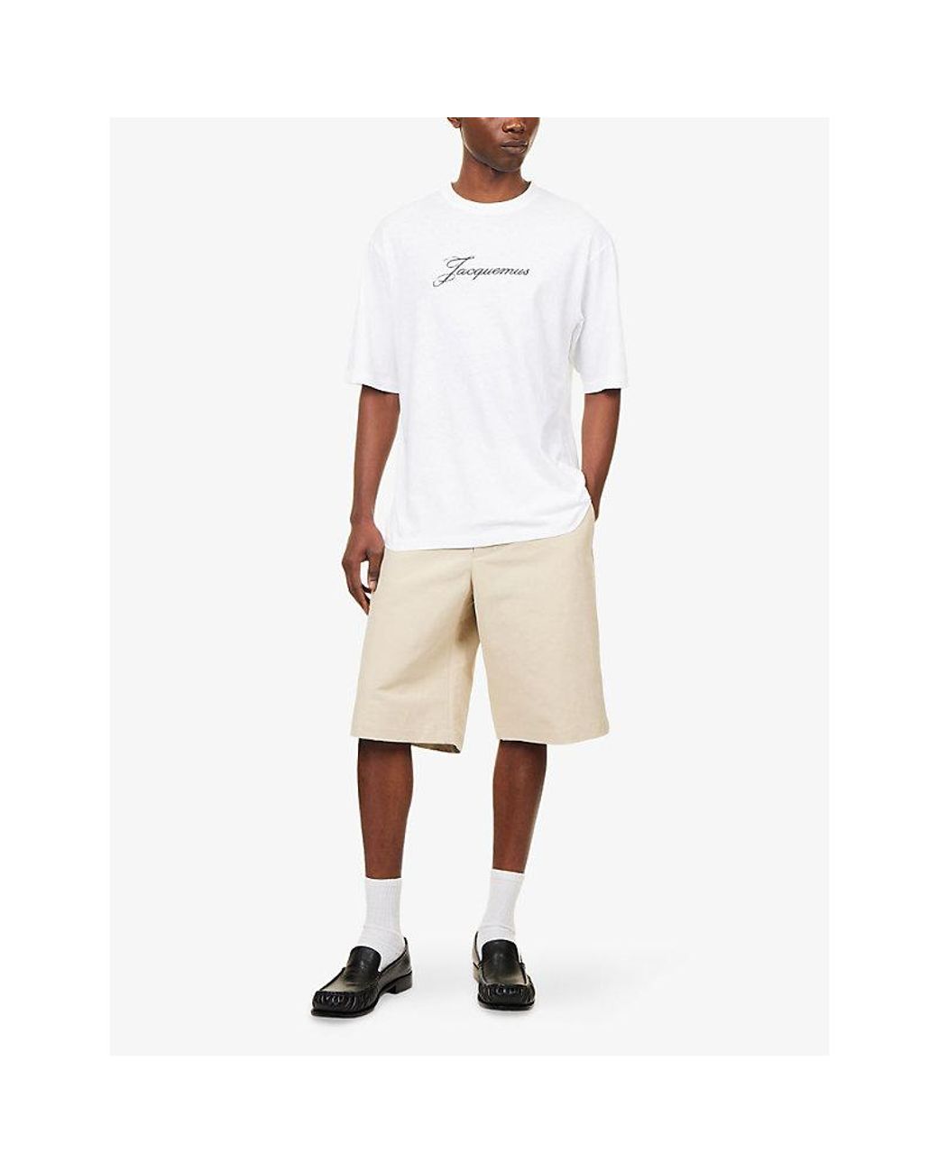 Jacquemus White The Logo-Print Cotton-Jersey T-Shirt for men