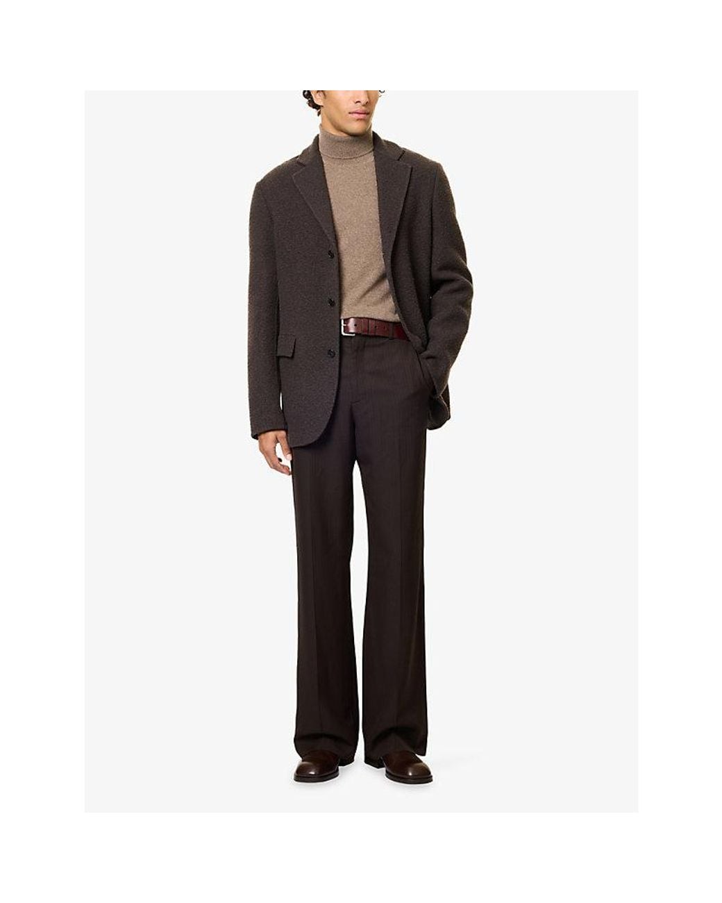 Sunspel Brown Roll-Neck Cashmere Jumper for men