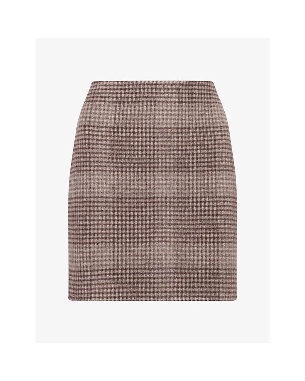 Theory Brown Plaid Wool And Cashmere Mini Skirt