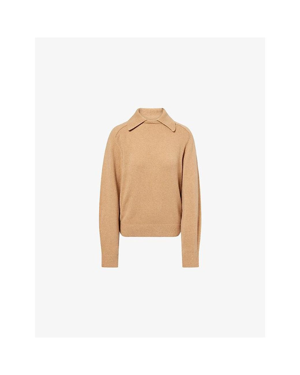 Khaite Natural Jackson Collared Wool And Cashmere-Blend Jumper