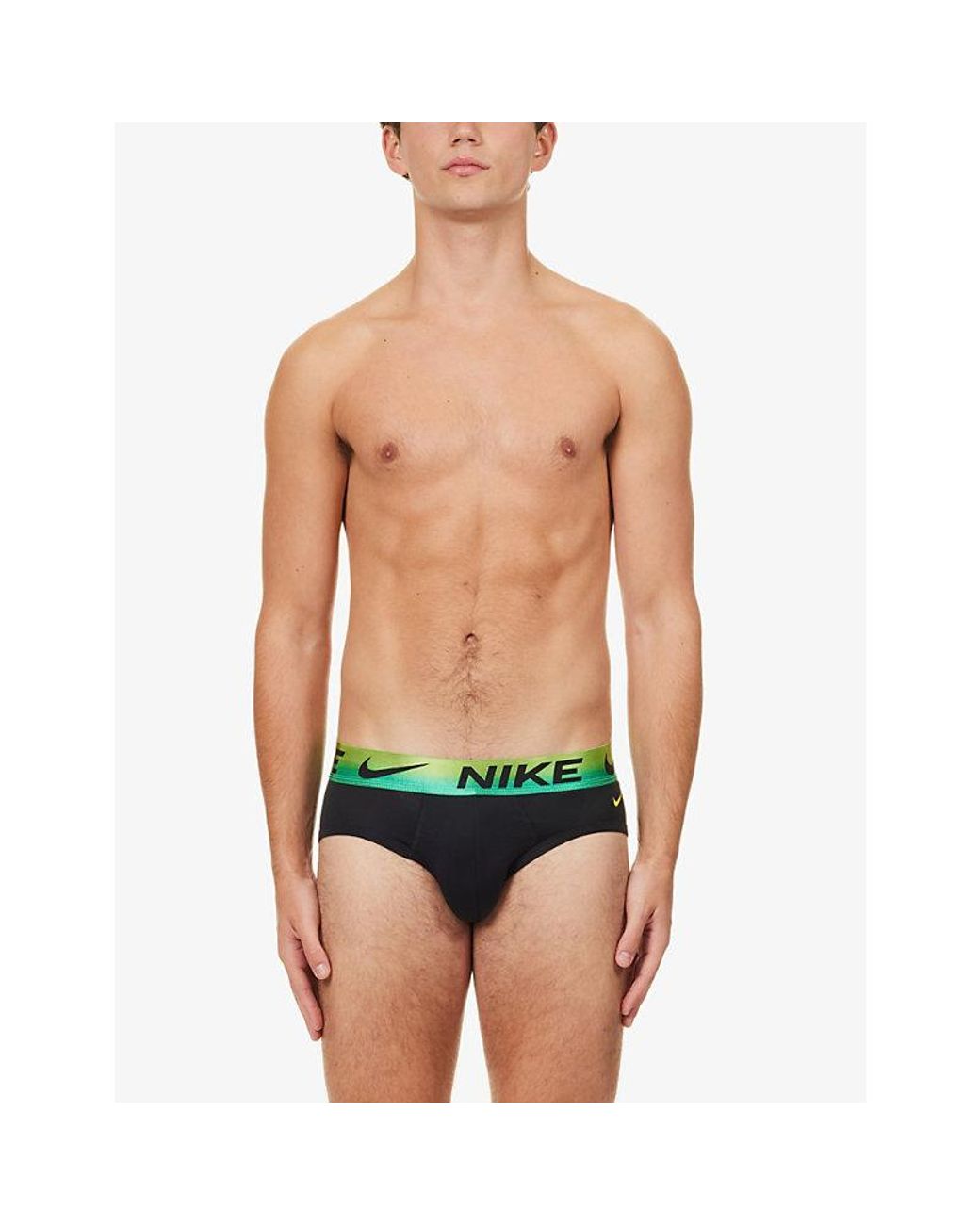 Nike Pack Of Three Logo-waistband Stretch Recycled-polyester Briefs in Blue  for Men