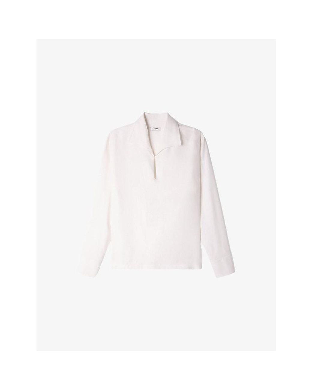 Sandro White Collared Tunic-Effect Woven Shirt for men
