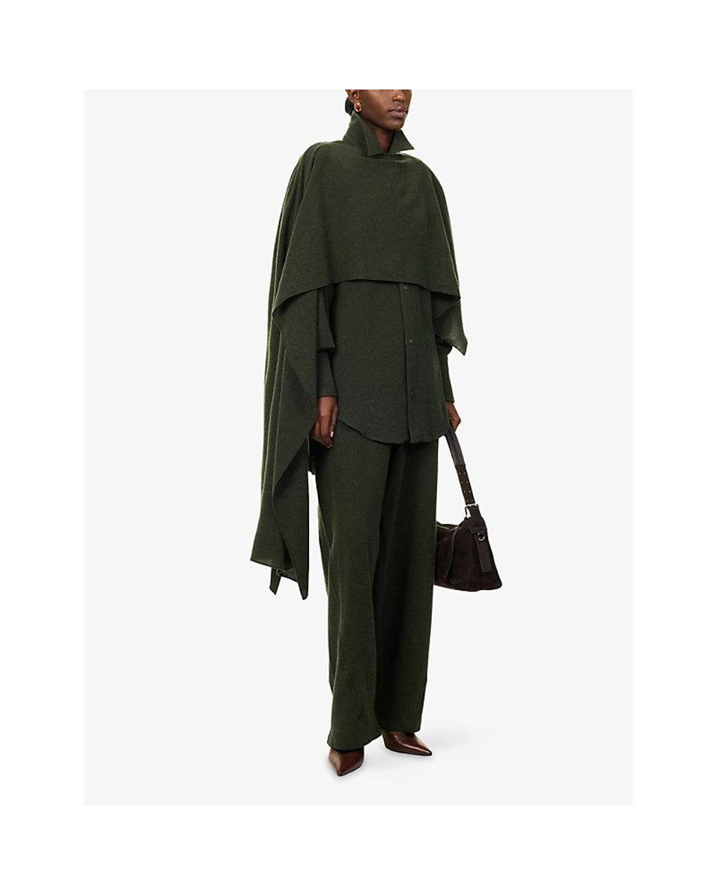 DARKPARK Green Phebe Wide-Leg Cashmere And Wool Trousers
