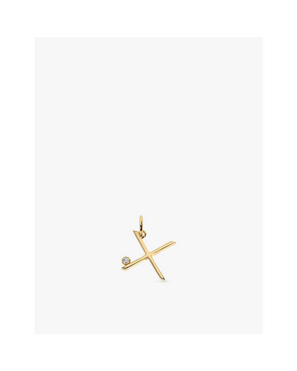 Monica Vinader Metallic Solitaire Diamond Initial X 18Ct- Vermeil And 0.035Ct Lab-Grown Diamond Pendant