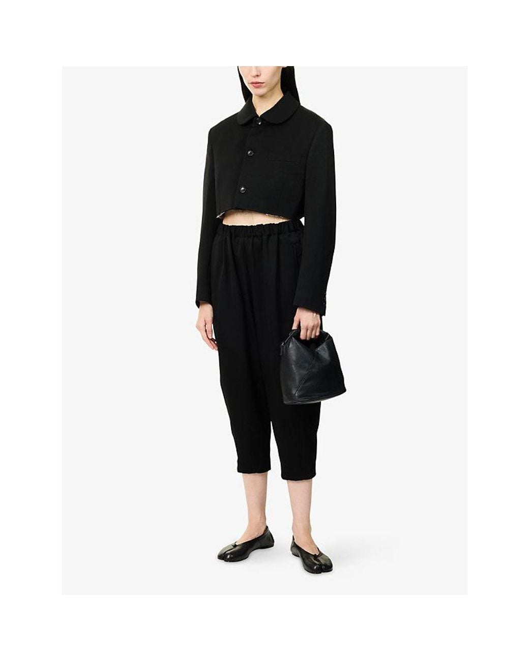 Comme des Garçons Black Wide Tapered Leg Wool Trousers