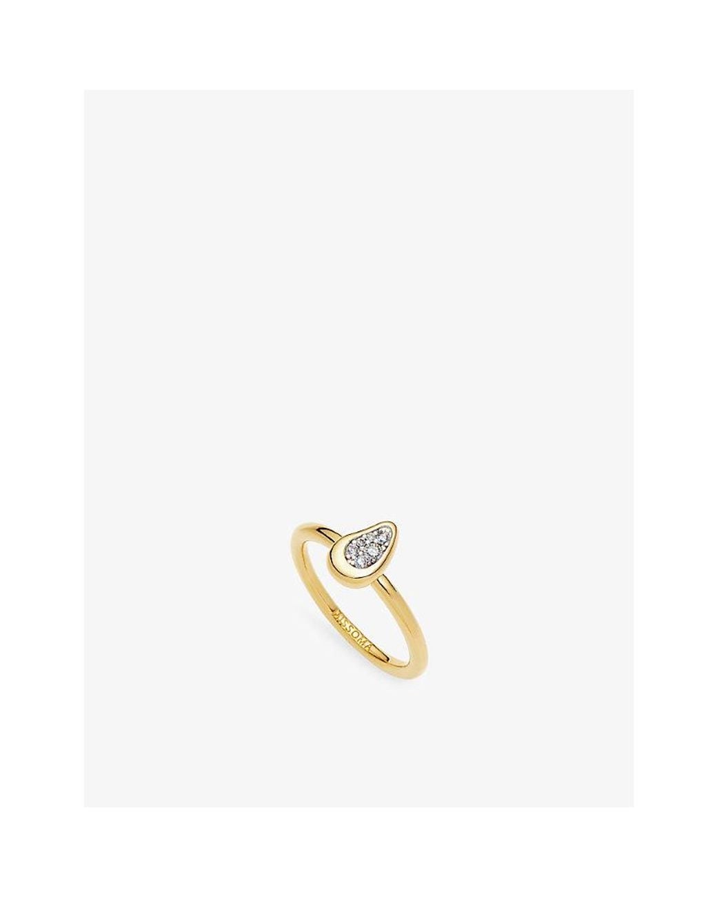 Missoma Metallic Molten Teardrop Pavé 18Ct-Plated Brass Ring